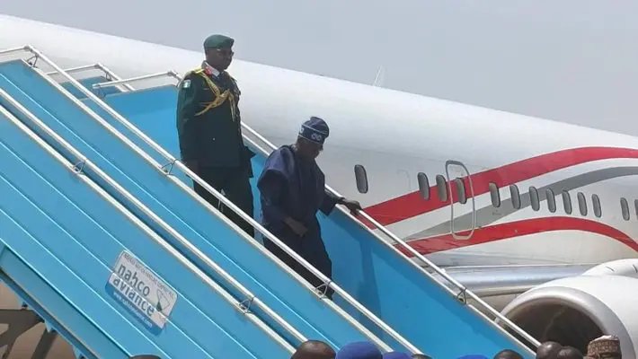 Tinubu arrives Kaduna, to attend wedding, visit Buhari's family